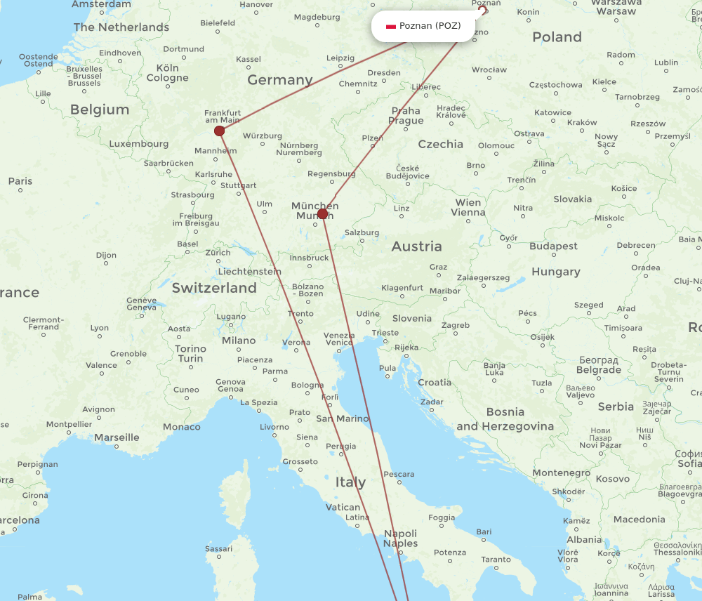 CTA-POZ flight routes