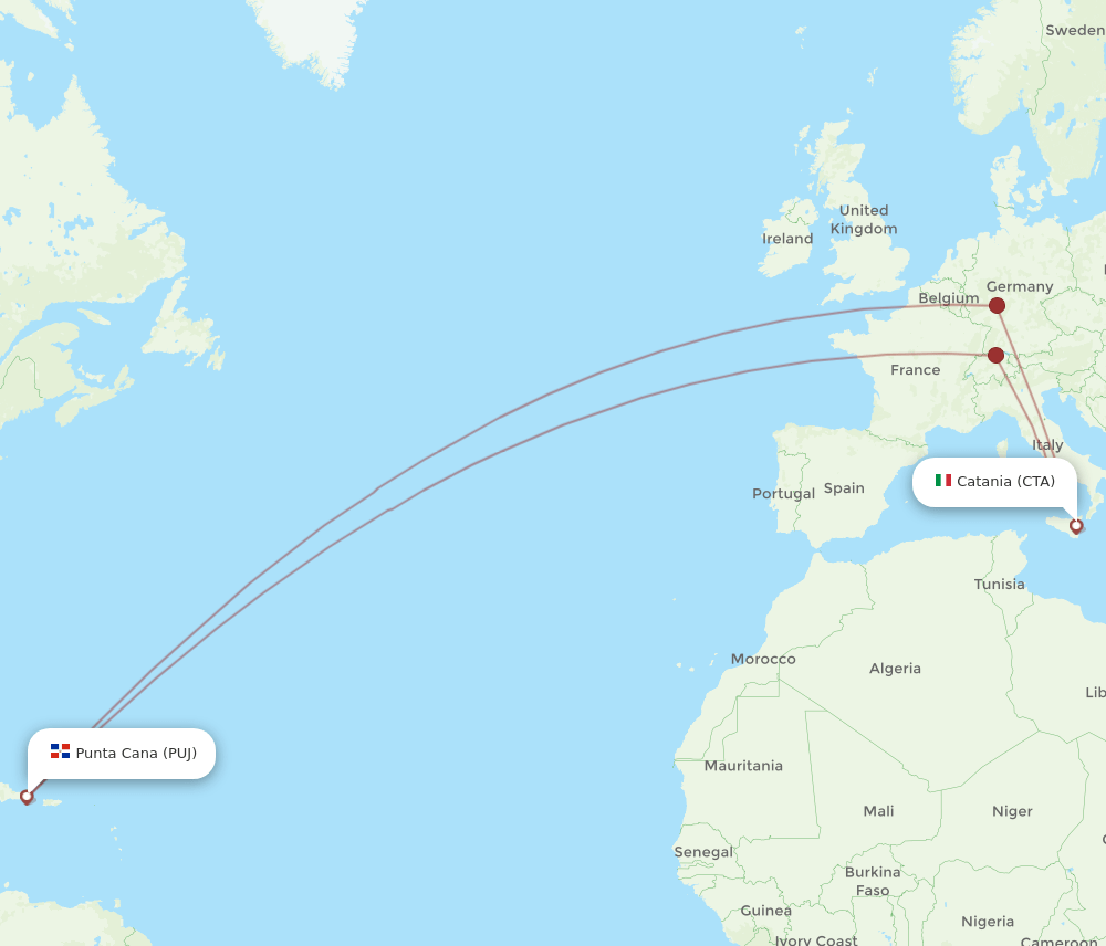 CTA-PUJ flight routes