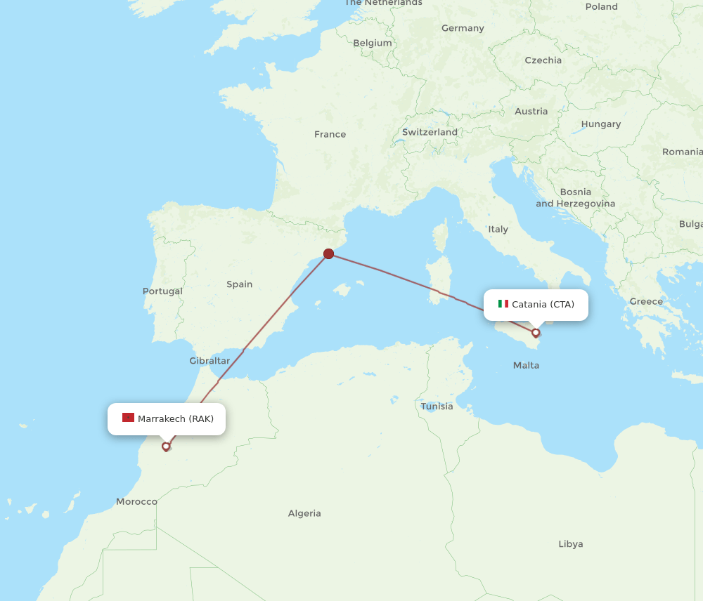 CTA-RAK flight routes