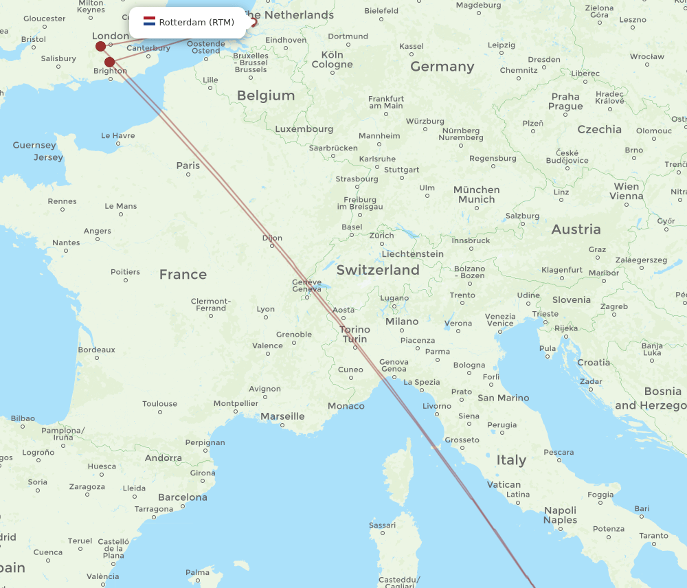 CTA to RTM flights and routes map