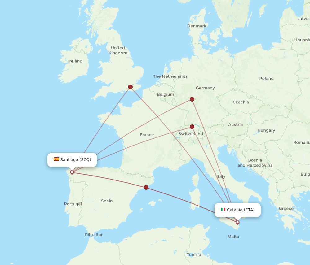 CTA-SCQ flight routes