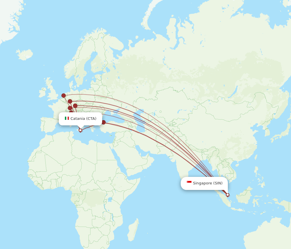 CTA to SIN flights and routes map