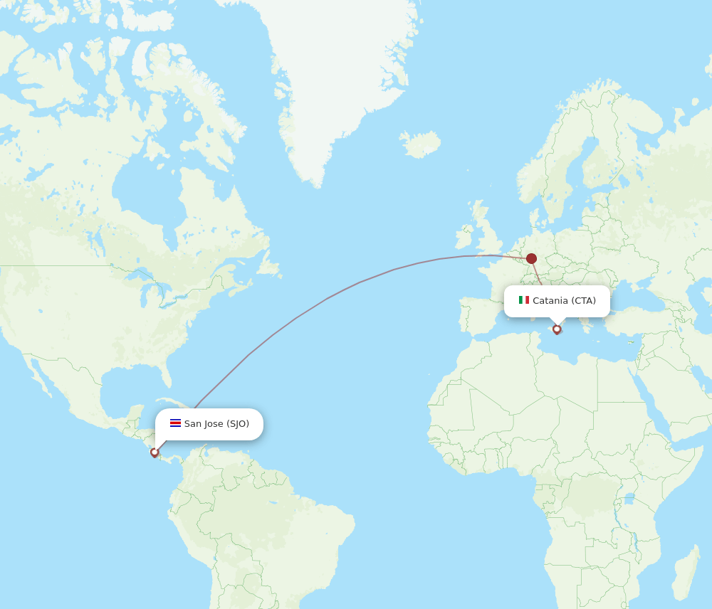 CTA-SJO flight routes