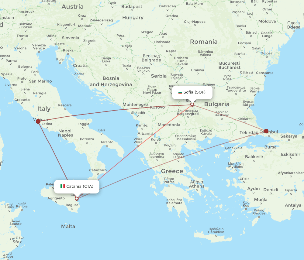 CTA-SOF flight routes