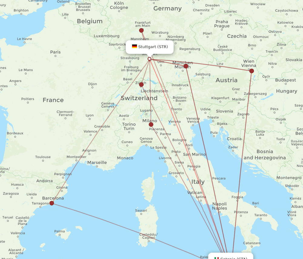 CTA-STR flight routes