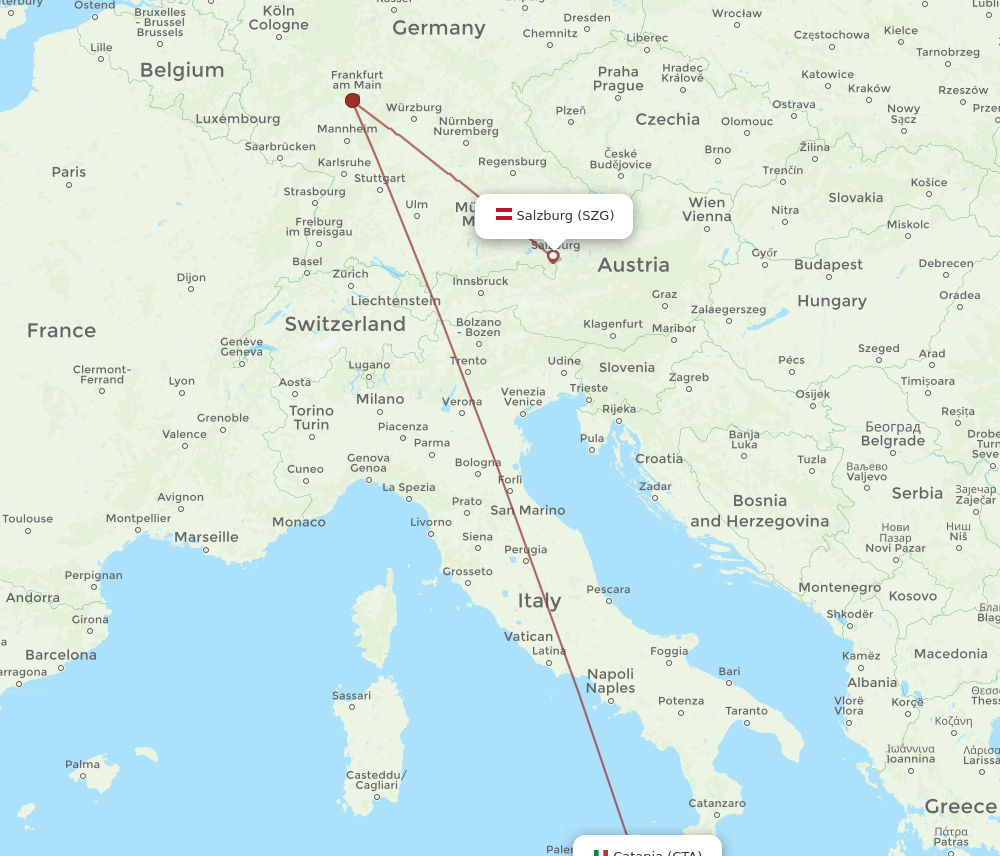 CTA-SZG flight routes