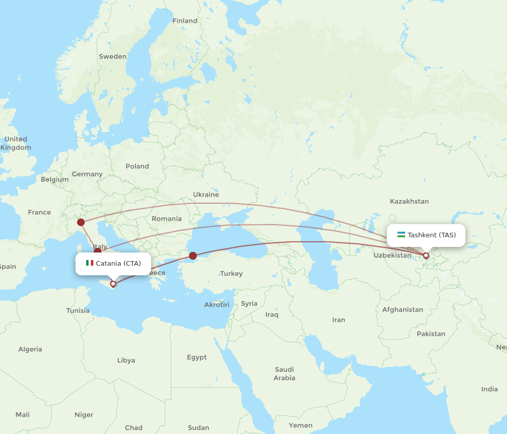 CTA-TAS flight routes