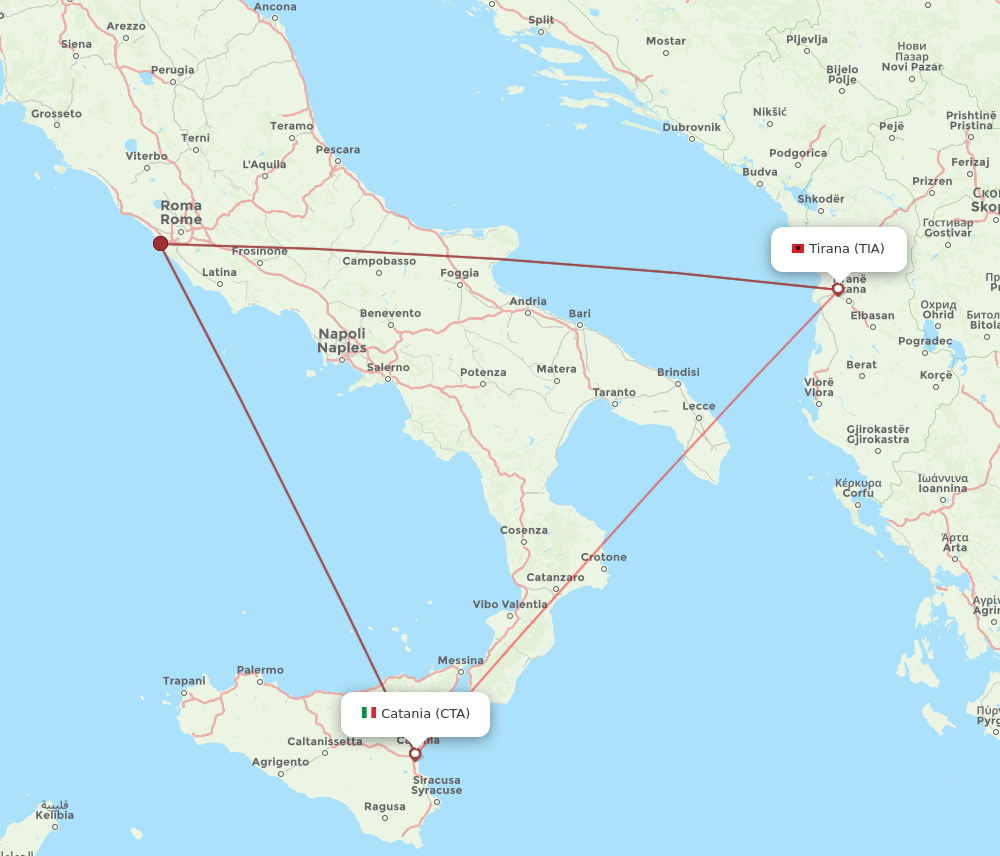 CTA to TIA flights and routes map