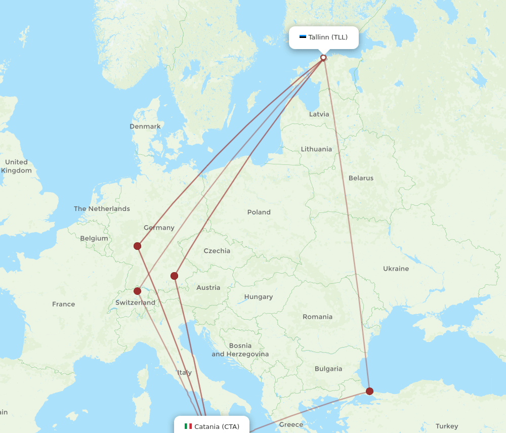 CTA-TLL flight routes
