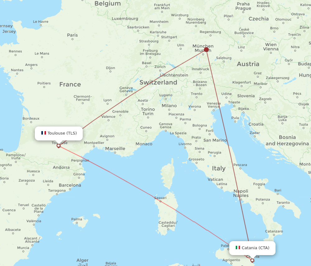 CTA to TLS flights and routes map