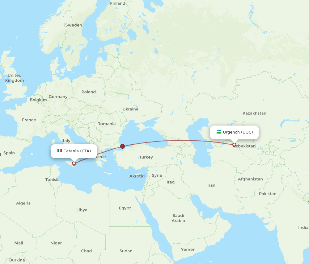 CTA-UGC flight routes
