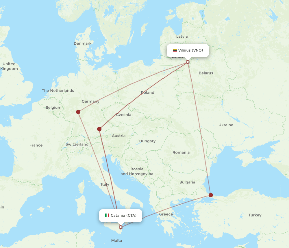 CTA-VNO flight routes