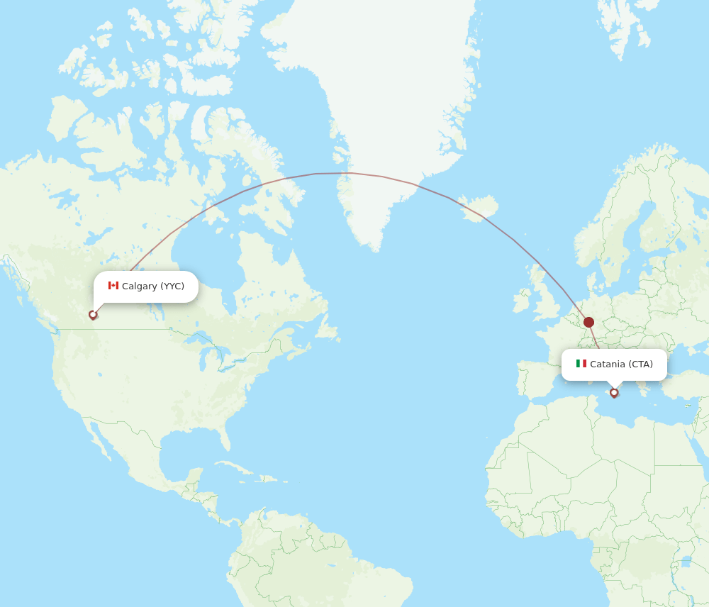 YYC to CTA flights and routes map