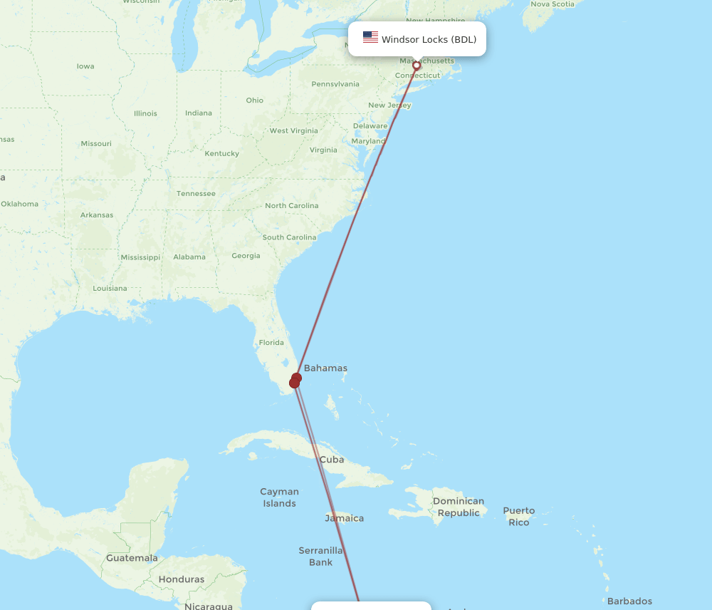 CTG-BDL flight routes