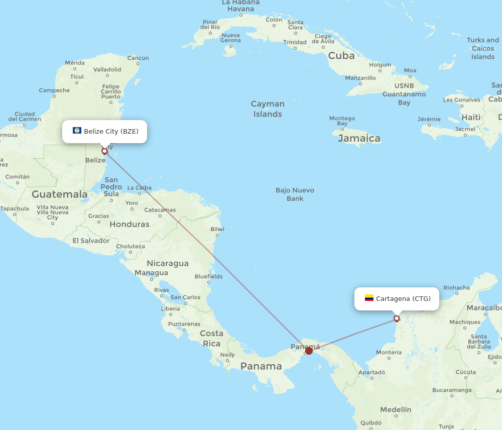 CTG-BZE flight routes