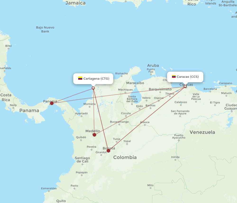 CTG-CCS flight routes
