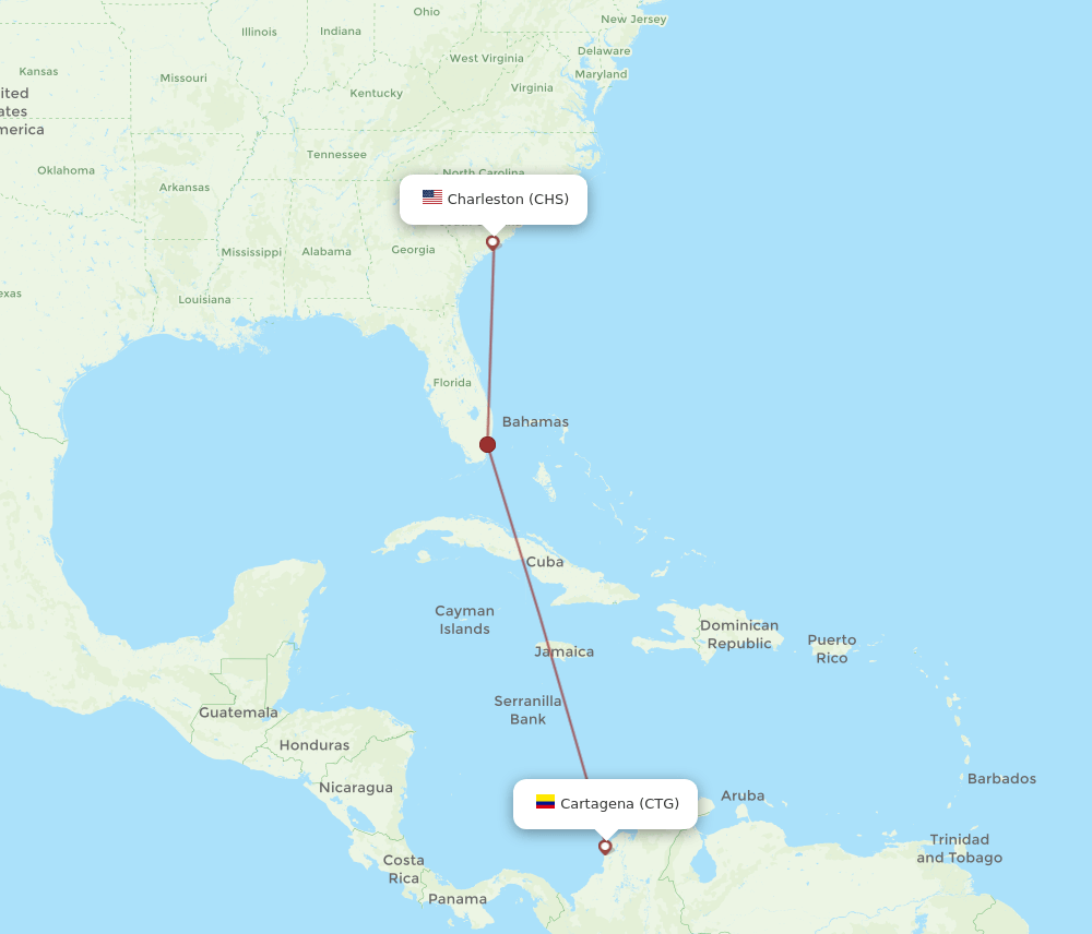 CTG to CHS flights and routes map