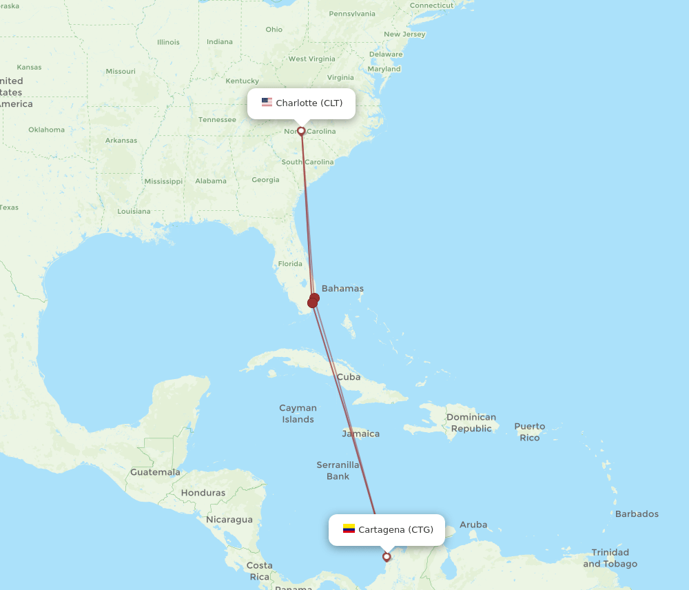 CTG-CLT flight routes