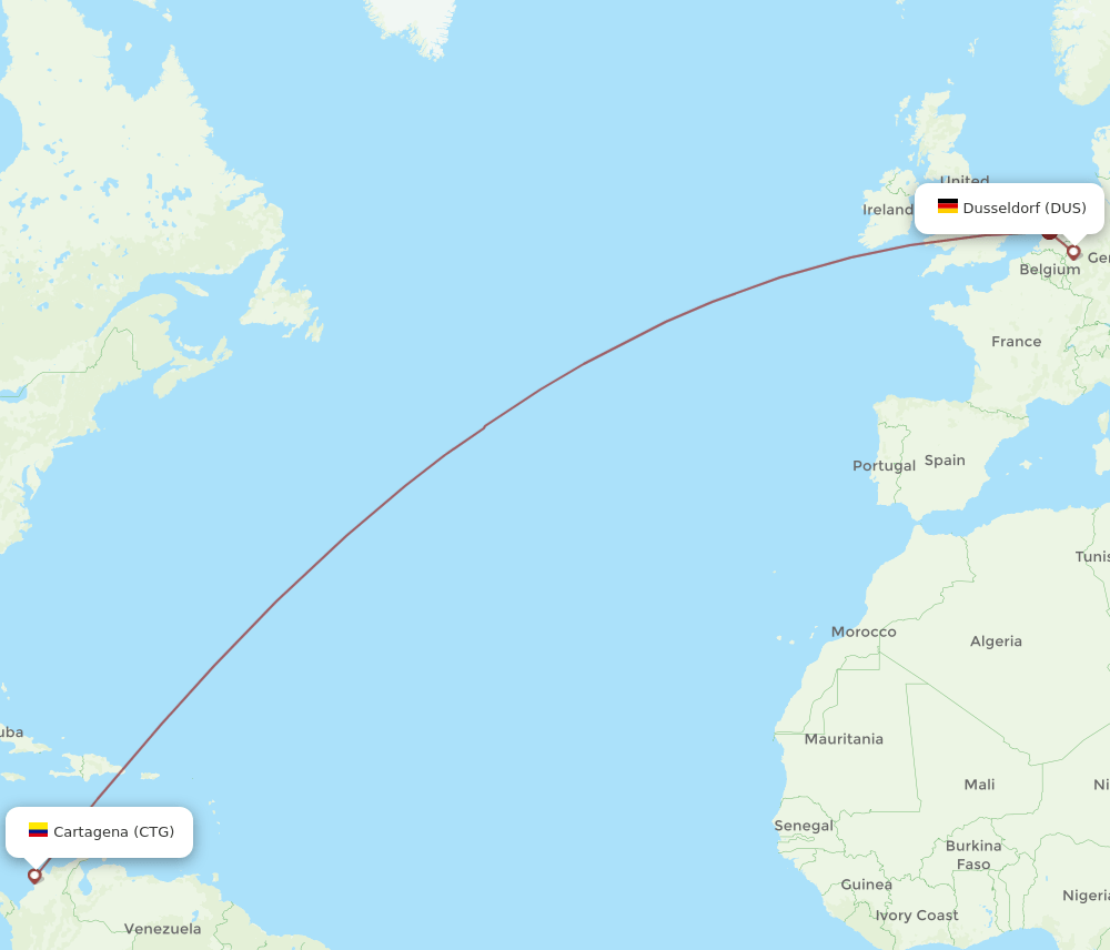 CTG-DUS flight routes