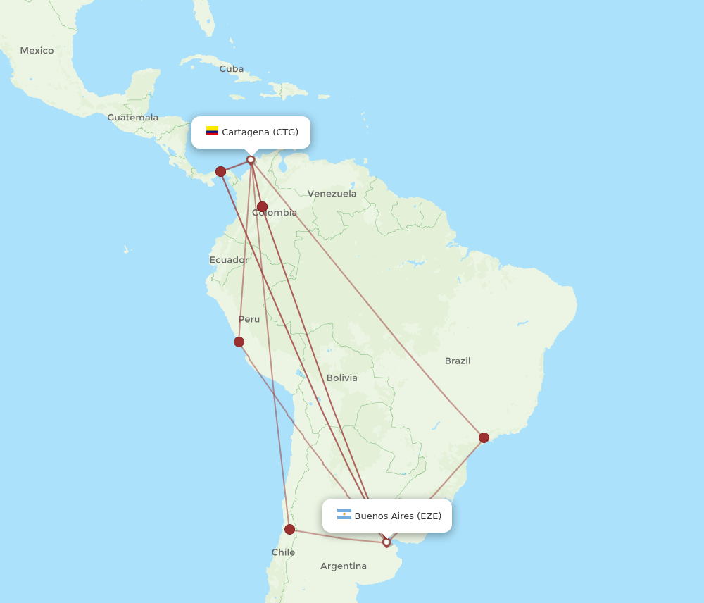 CTG-EZE flight routes