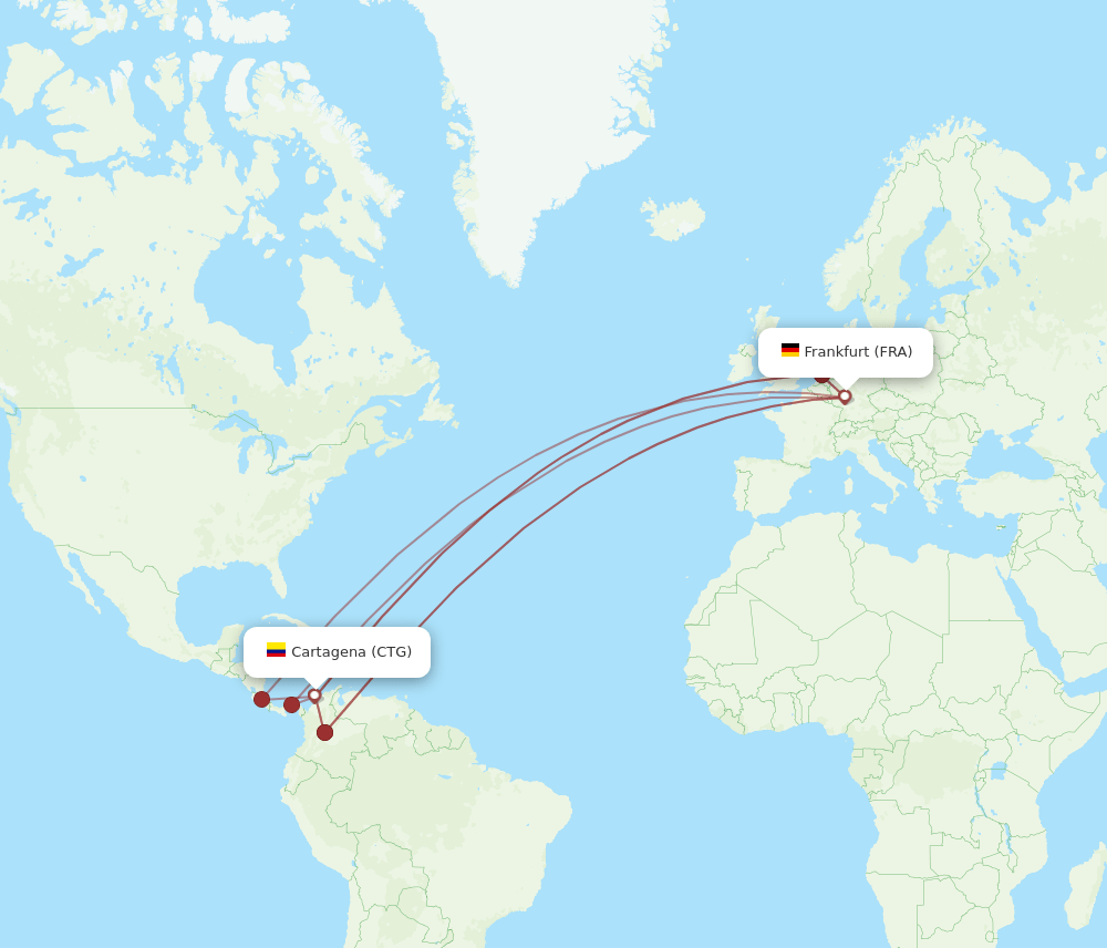 CTG to FRA flights and routes map
