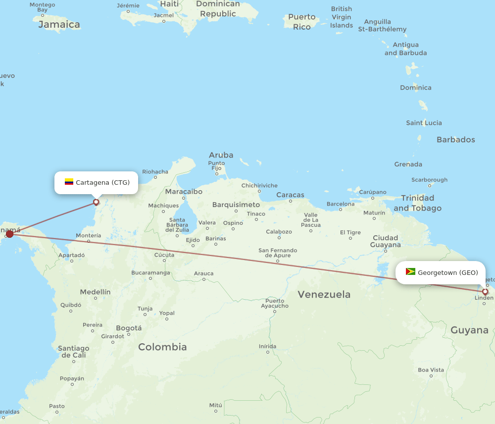 CTG-GEO flight routes
