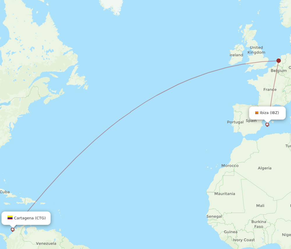 CTG-IBZ flight routes