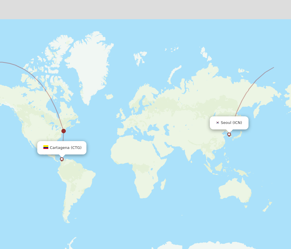 CTG-ICN flight routes