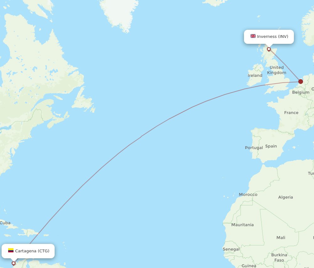CTG-INV flight routes