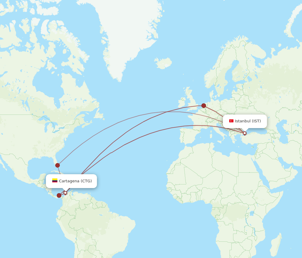 CTG-IST flight routes
