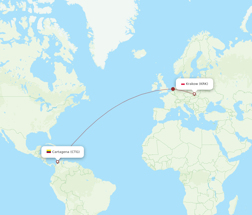 CTG-KRK flight routes