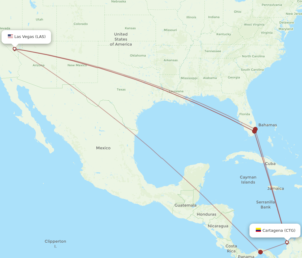 CTG-LAS flight routes
