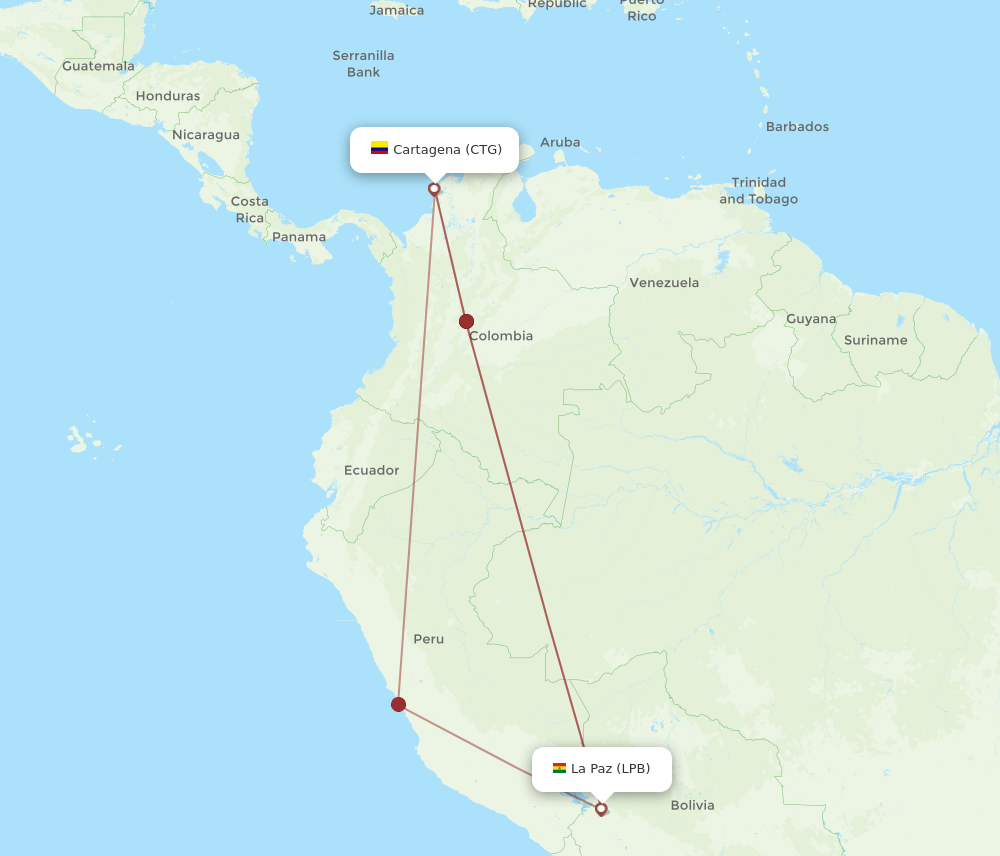 CTG-LPB flight routes