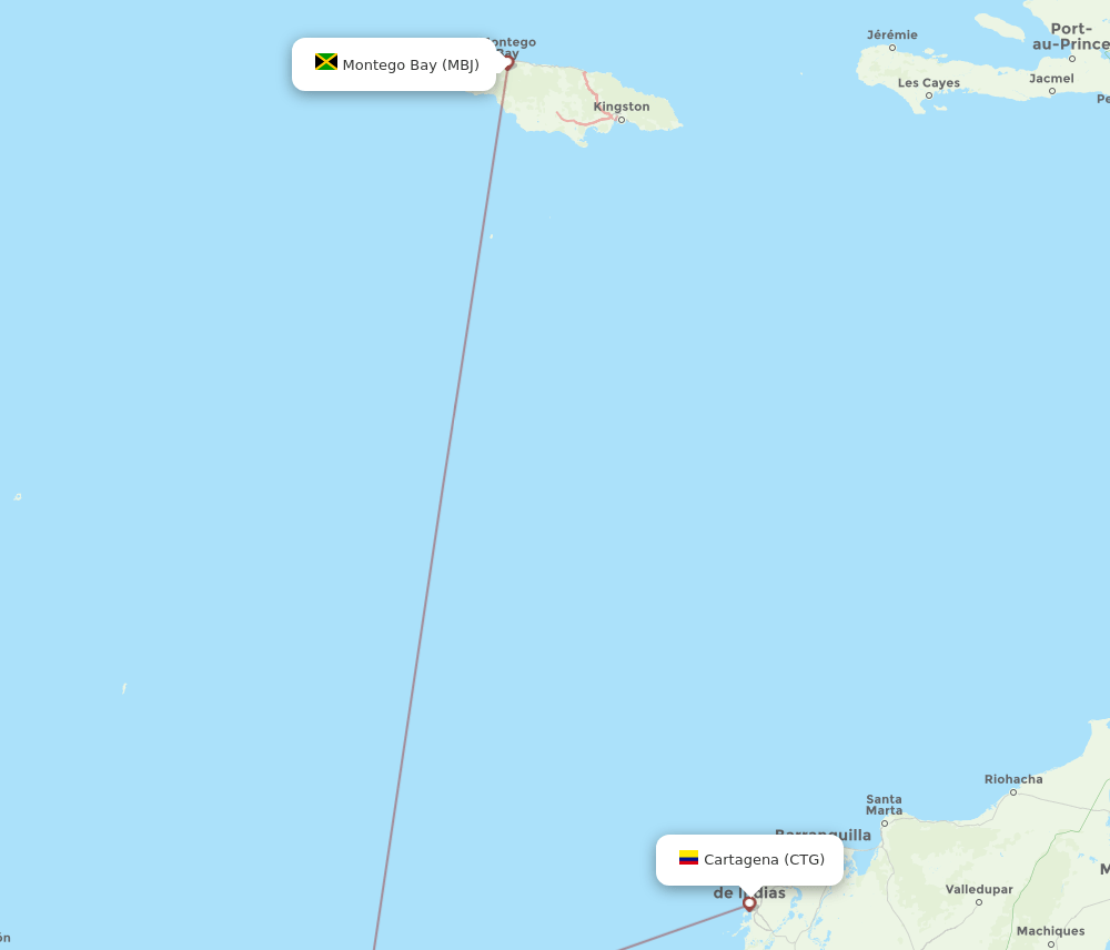 CTG-MBJ flight routes
