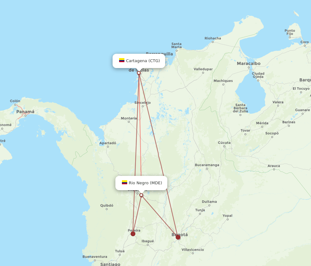 CTG to MDE flights and routes map