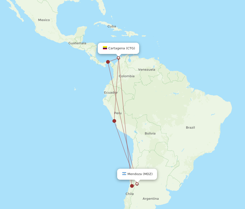 CTG-MDZ flight routes