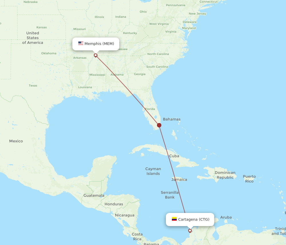CTG-MEM flight routes