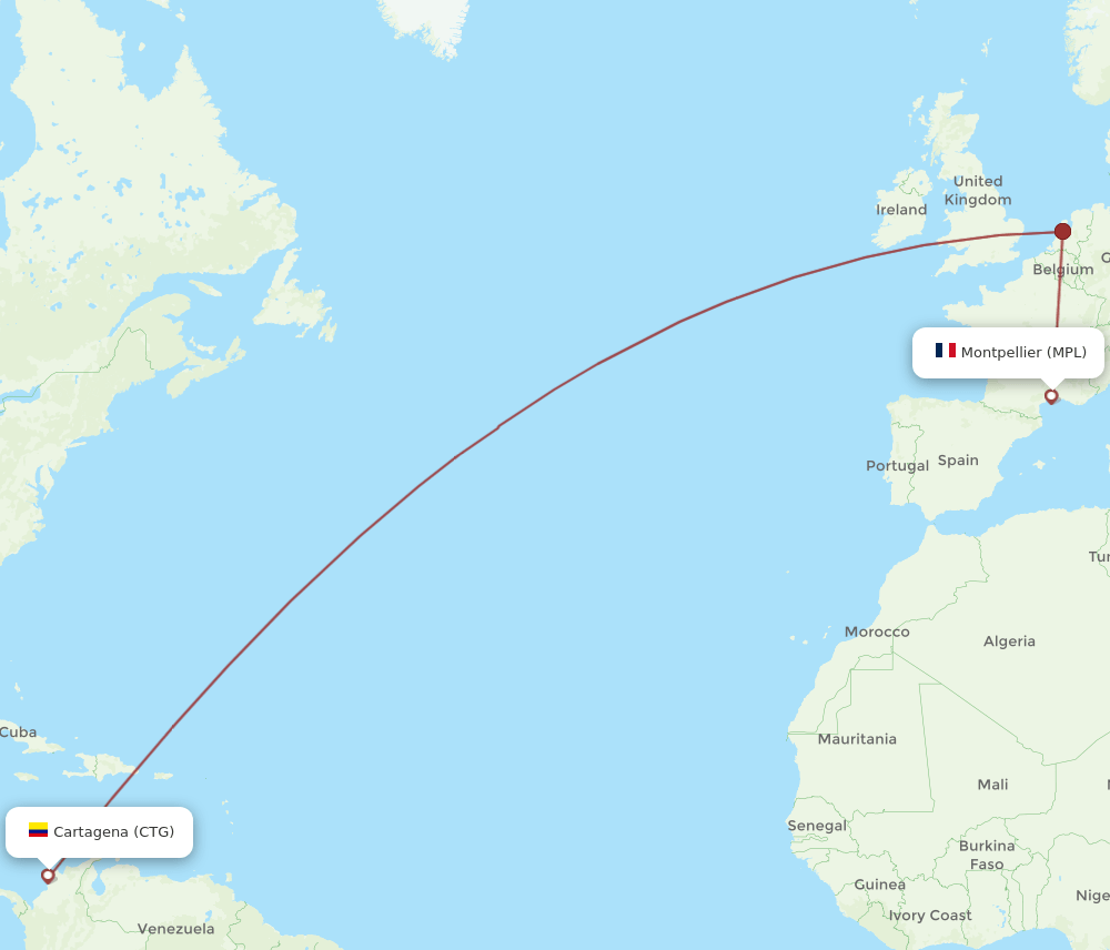CTG-MPL flight routes
