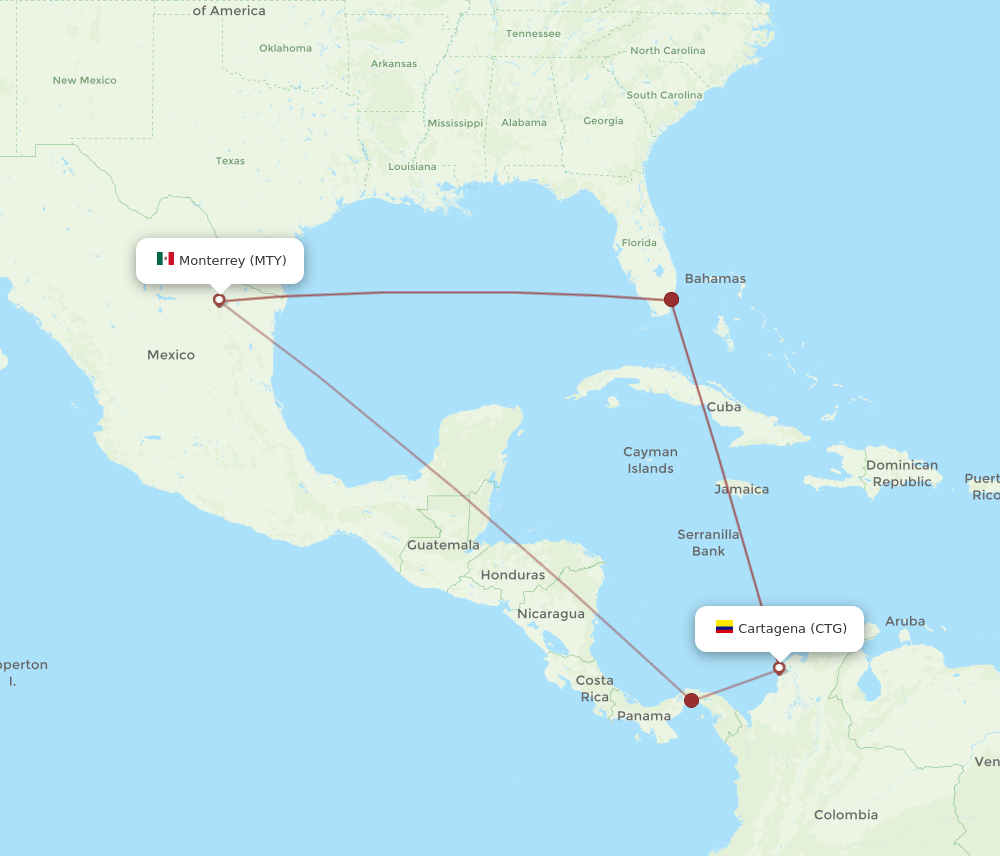 CTG-MTY flight routes