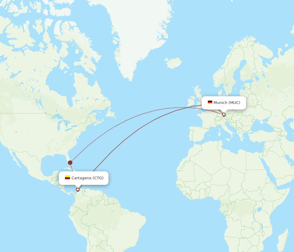 CTG to MUC flights and routes map