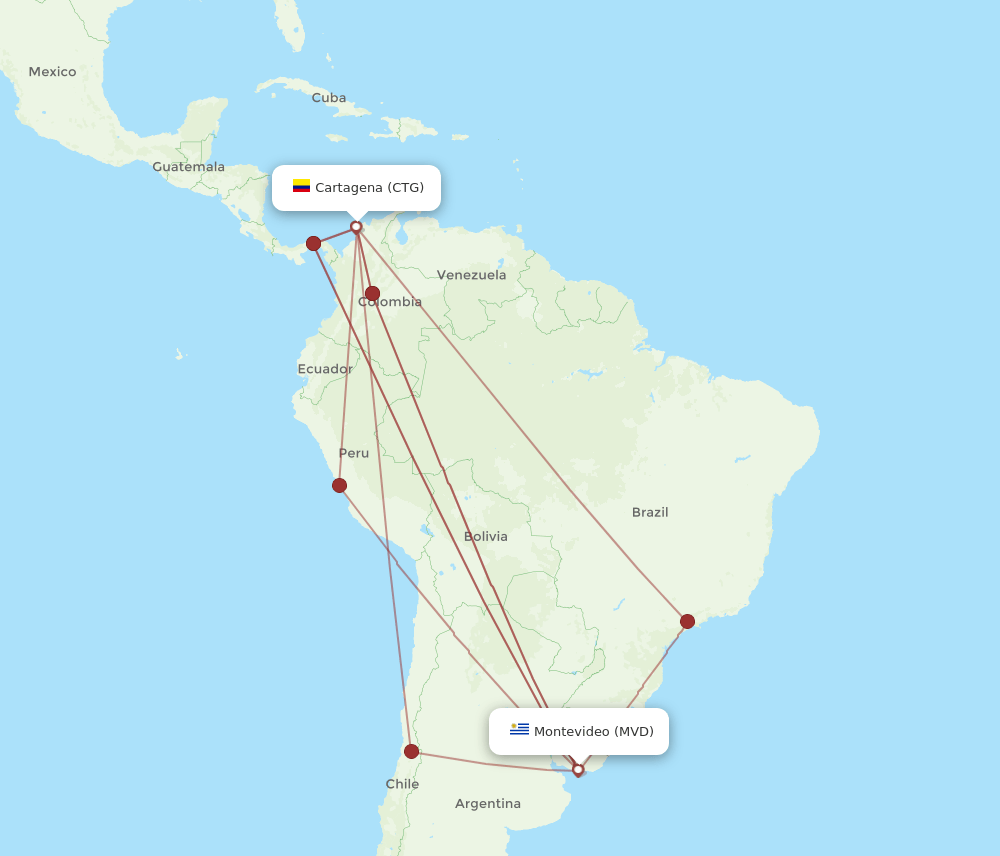CTG-MVD flight routes
