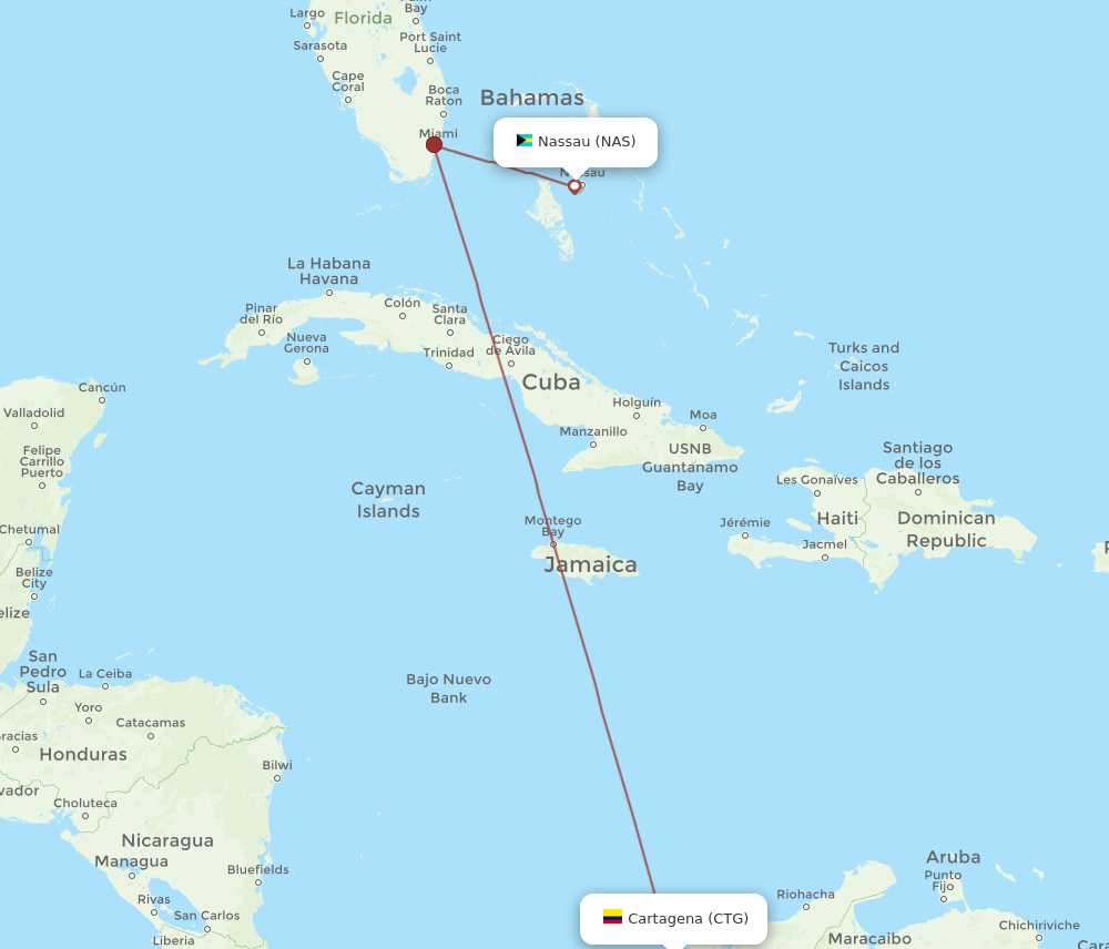 CTG-NAS flight routes
