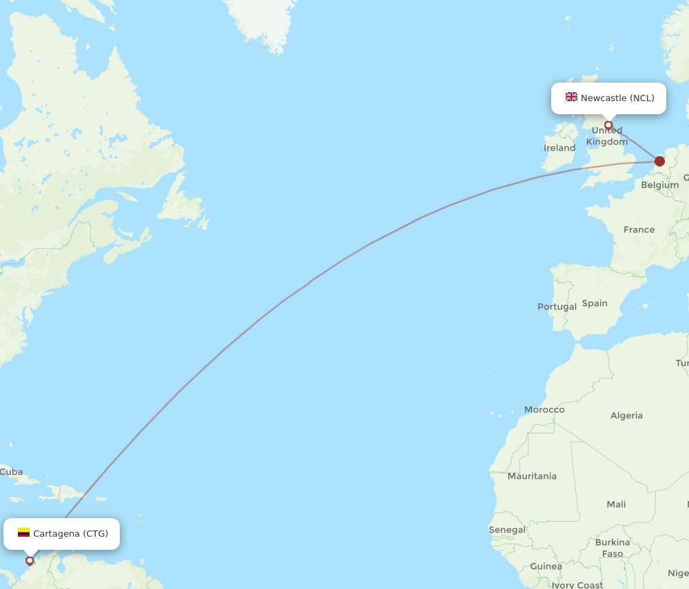 CTG-NCL flight routes