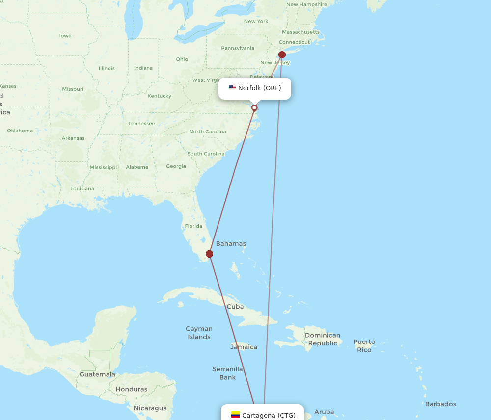 CTG-ORF flight routes