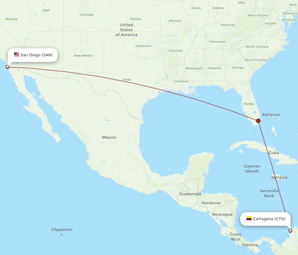 CTG-SAN flight routes