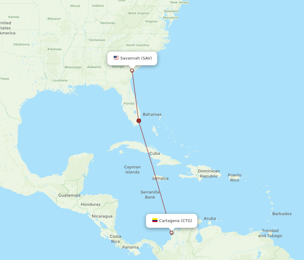 CTG-SAV flight routes