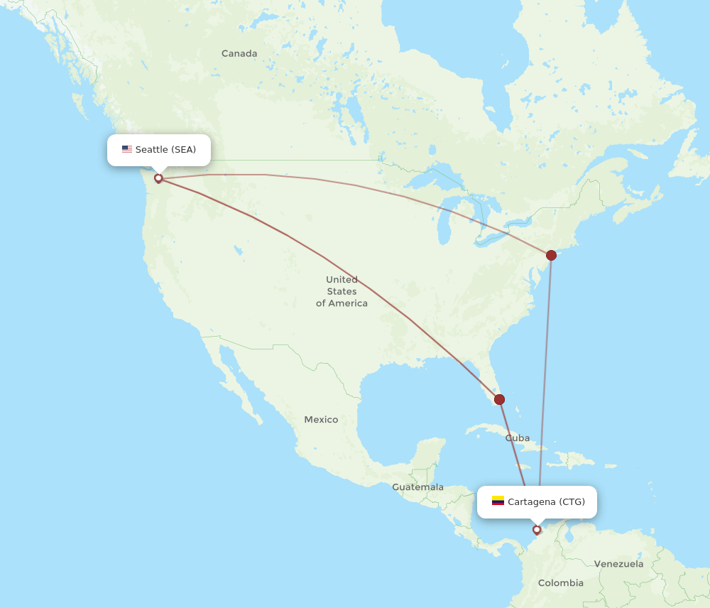 CTG-SEA flight routes