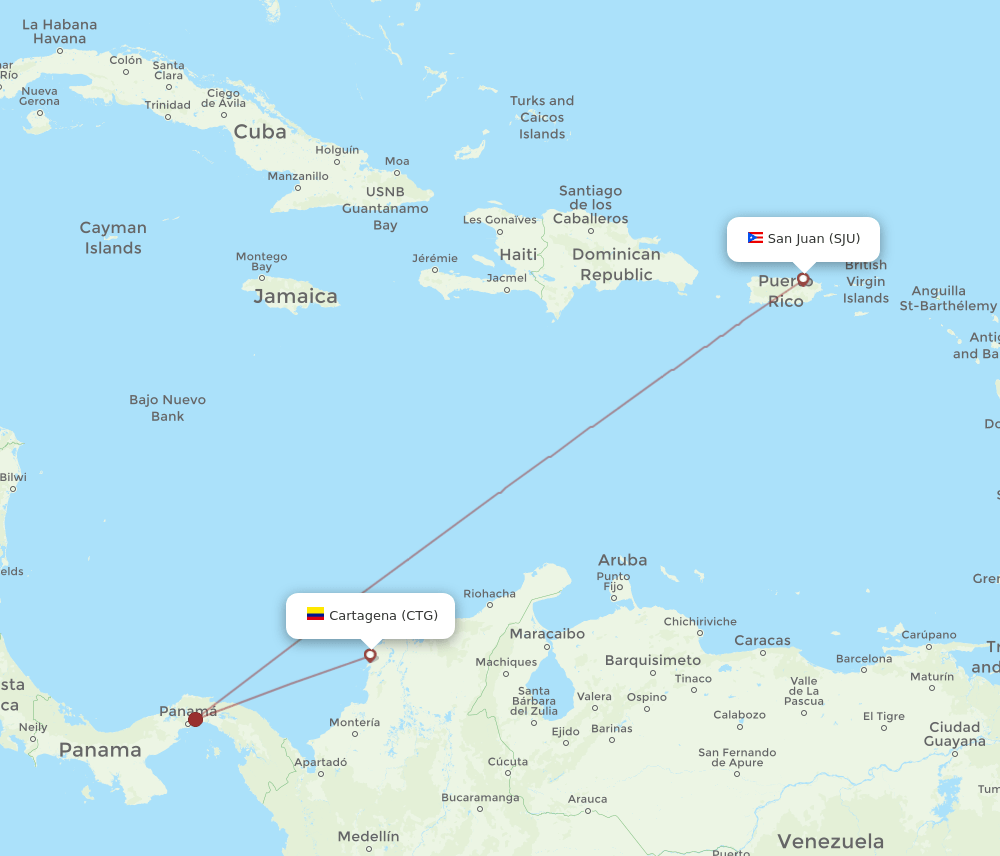 CTG-SJU flight routes