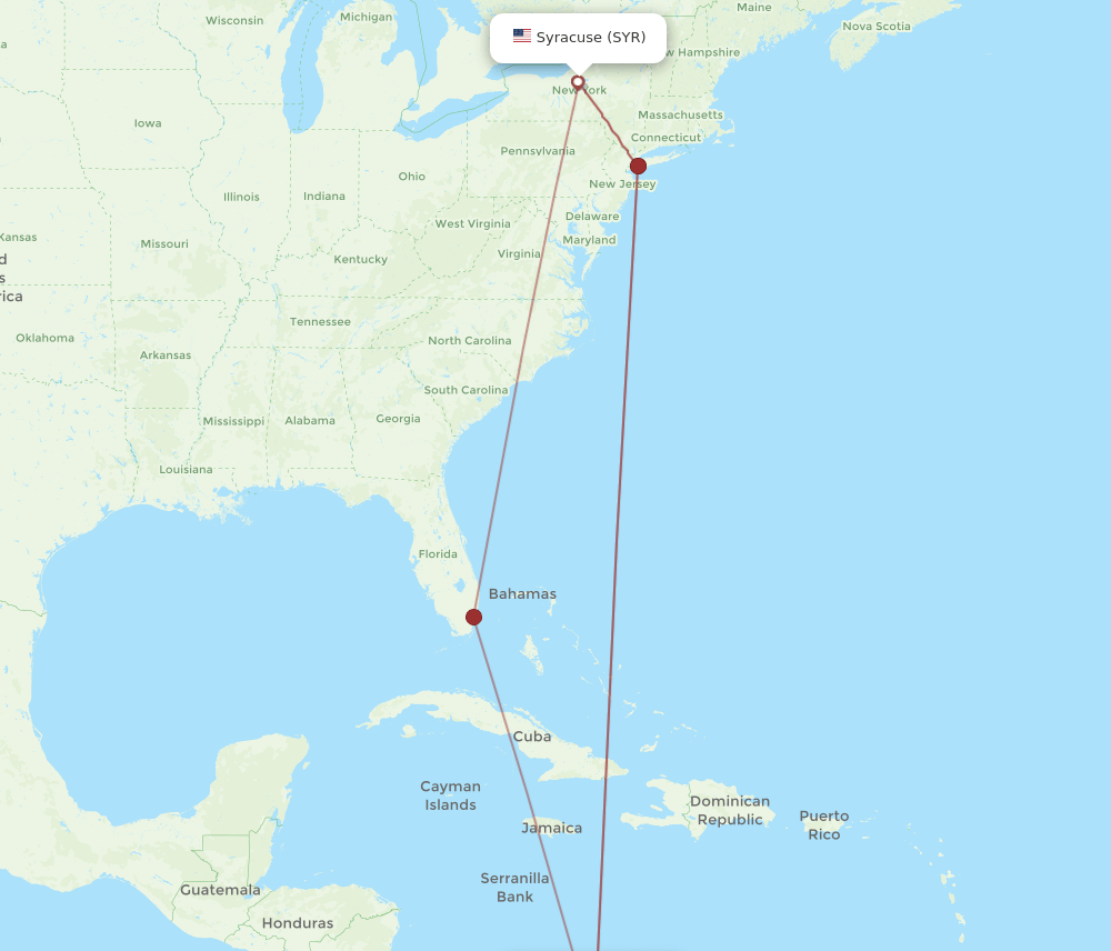 CTG-SYR flight routes