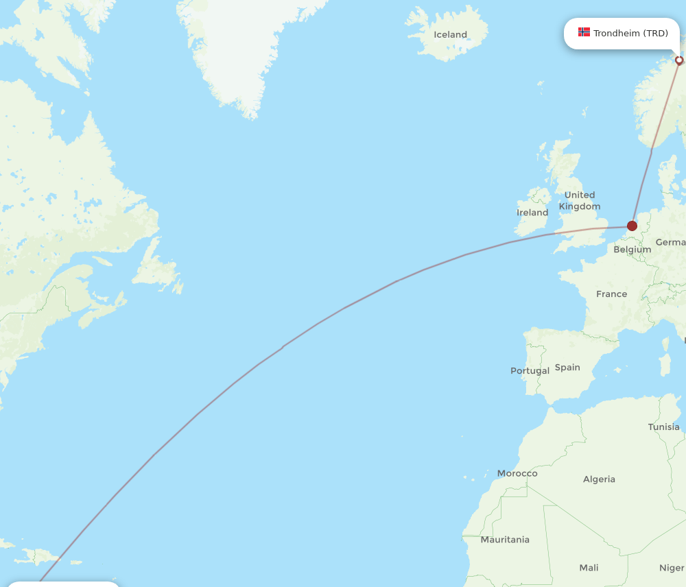 TRD to CTG flights and routes map